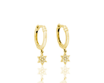 Gold and Diamonds Star of David Modern Earrings