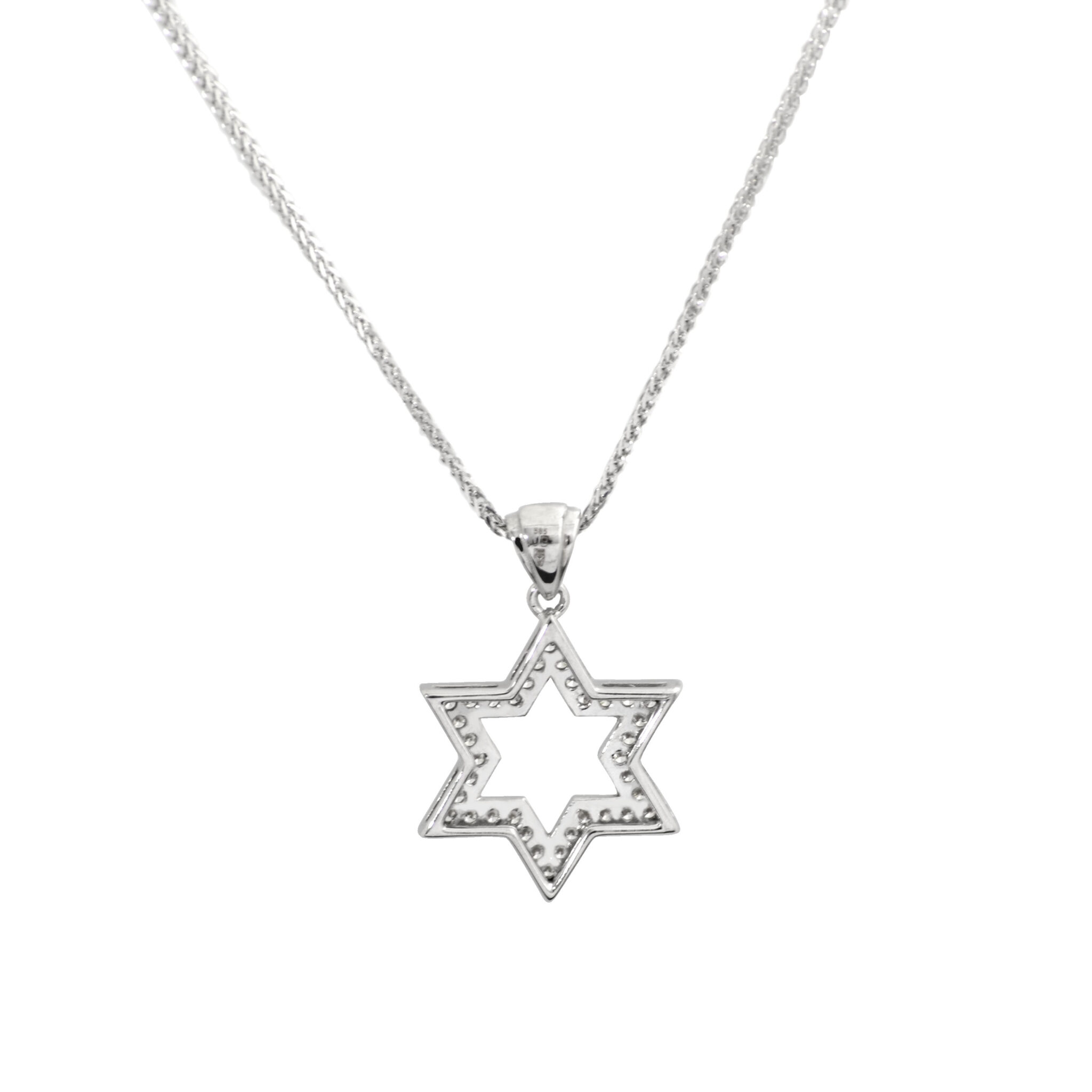 Fashionable Star of David Pendant- Diamond/Gold