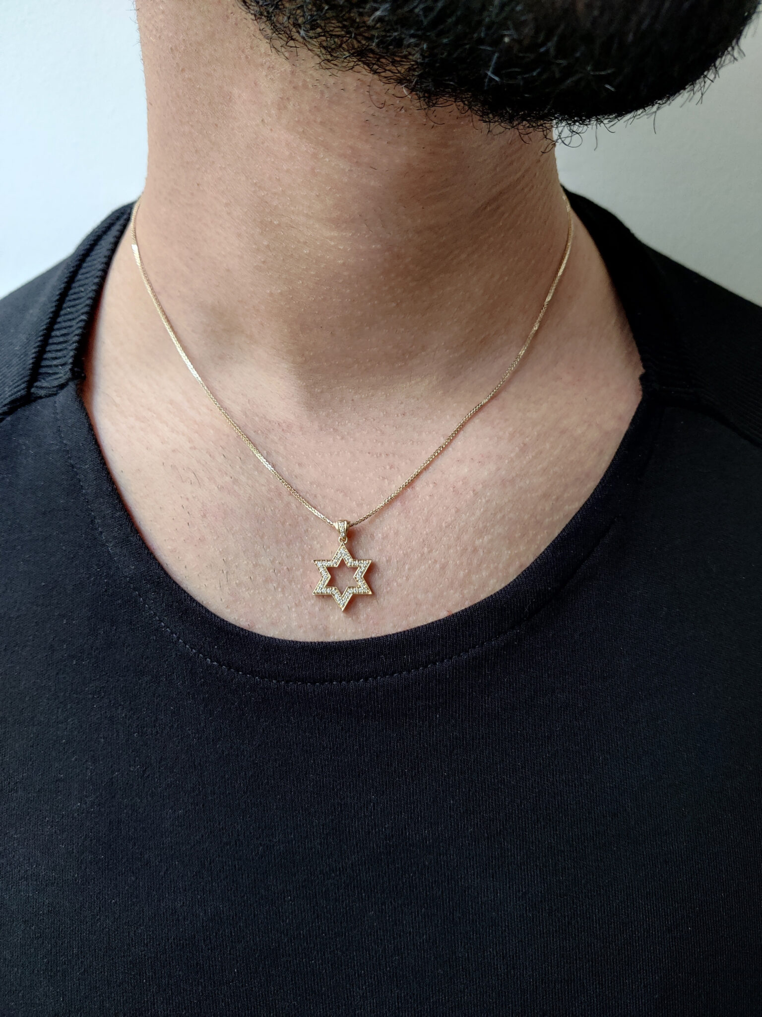 Fashionable Star of David Pendant- Diamond/Gold