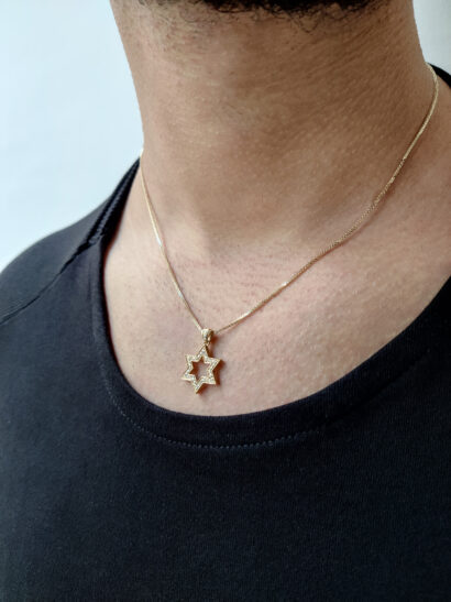 Fashionable Star of David Pendant- Diamond/Gold