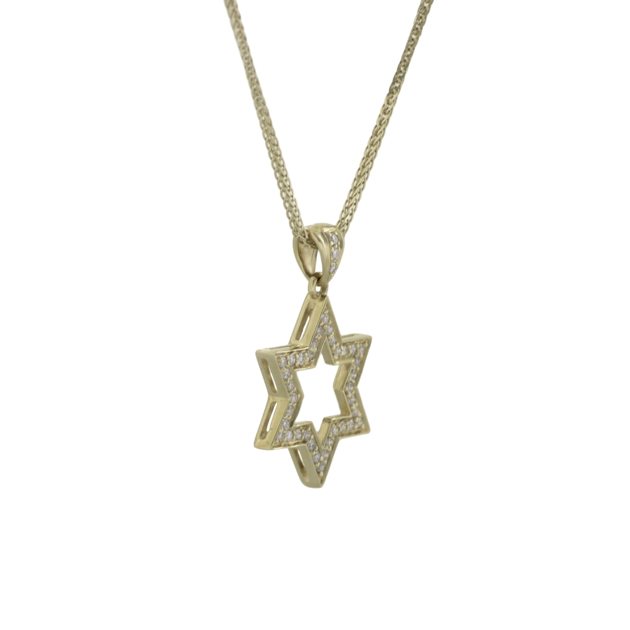 Fashionable Star of David Pendant- Diamond/Gold