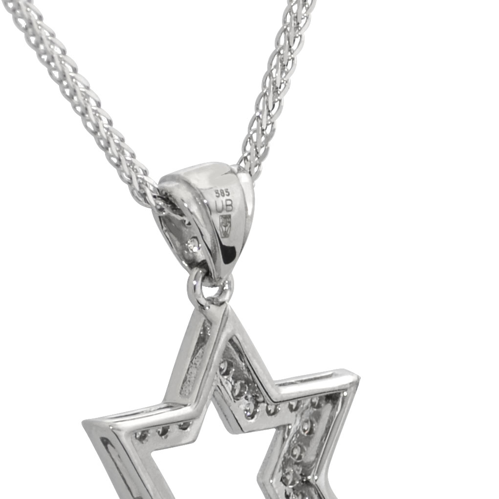 Fashionable Star of David Pendant- Diamond/Gold