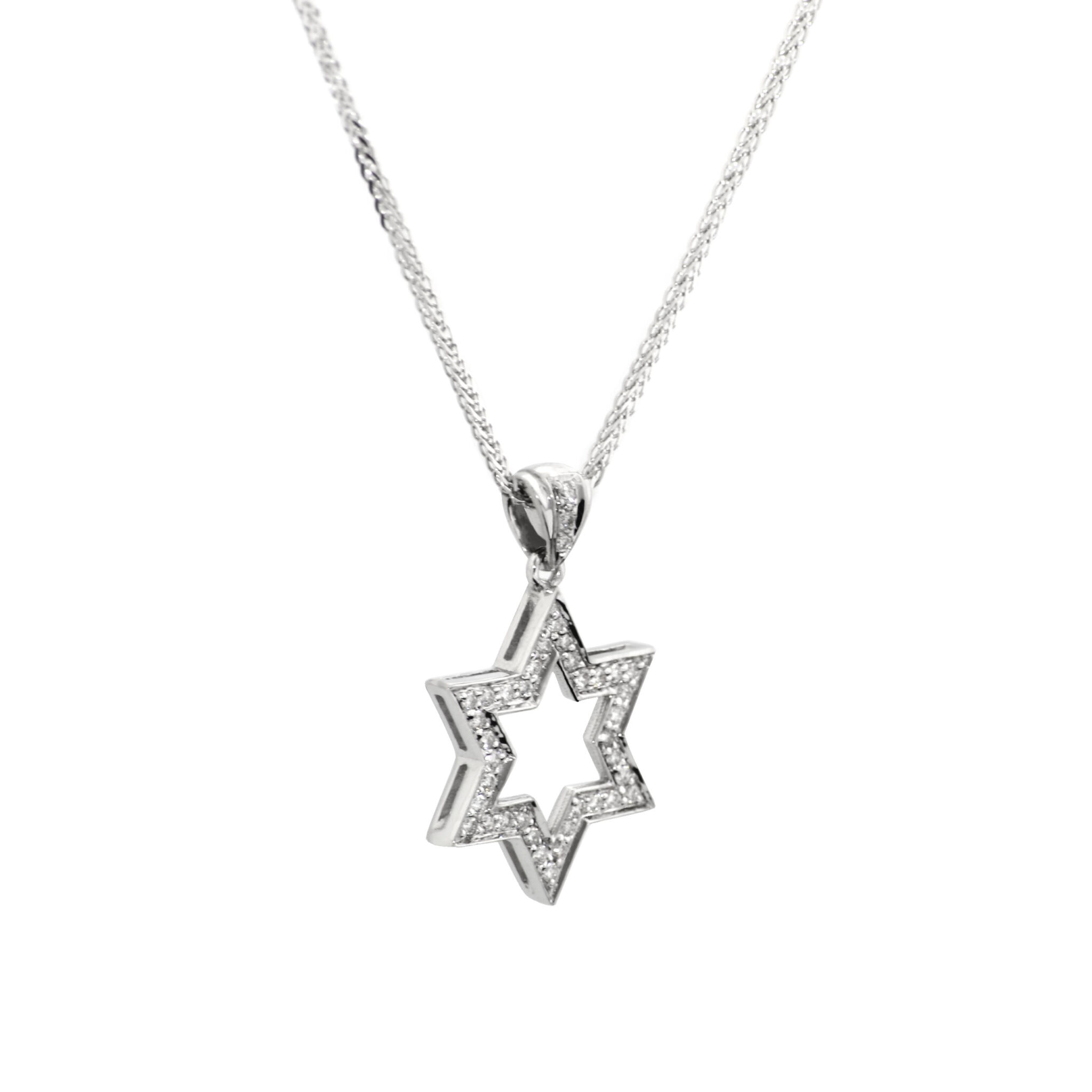 Fashionable Star of David Pendant- Diamond/Gold