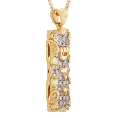 Decorative Mezuzah Pendant Diamonds with Gold