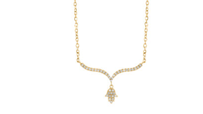 Sparkling Necklace Gold Star of David Diamond 14k yellow