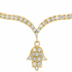 Chic and Small Gold Hamsa Pendant with Diamonds