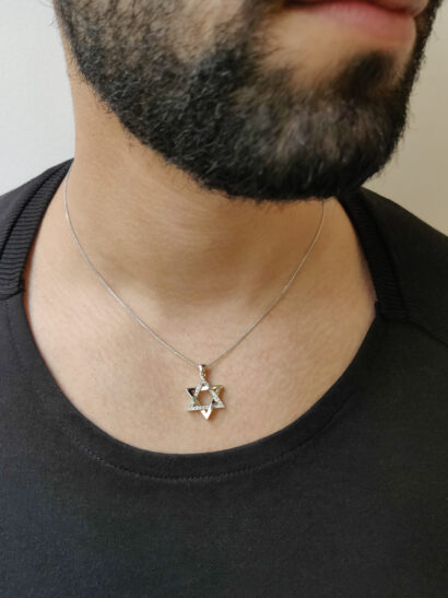 Mid Size Magen David Diamonds White Gold Pendant