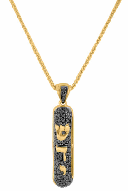 Breathtaking Mezuzah Pendant: Diamond/Gold