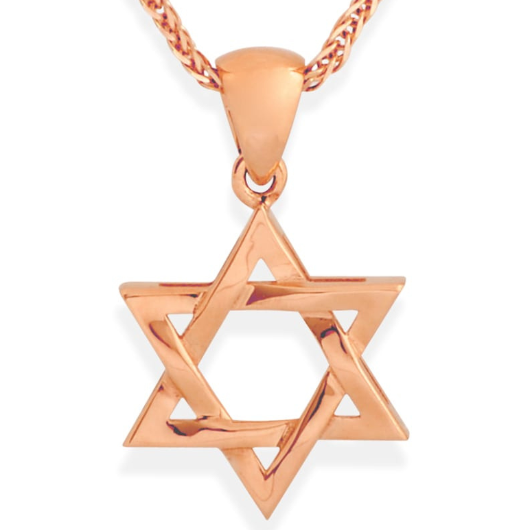 Classic 14K Rose Gold Layered Design Star of David Necklace
