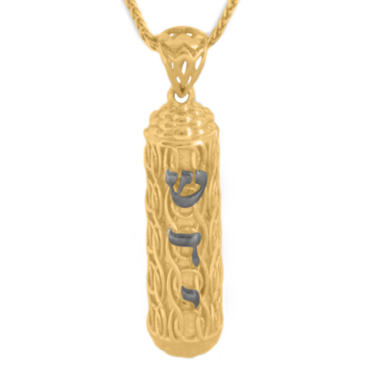 Magical Gold Mezuzah Scroll Pendant