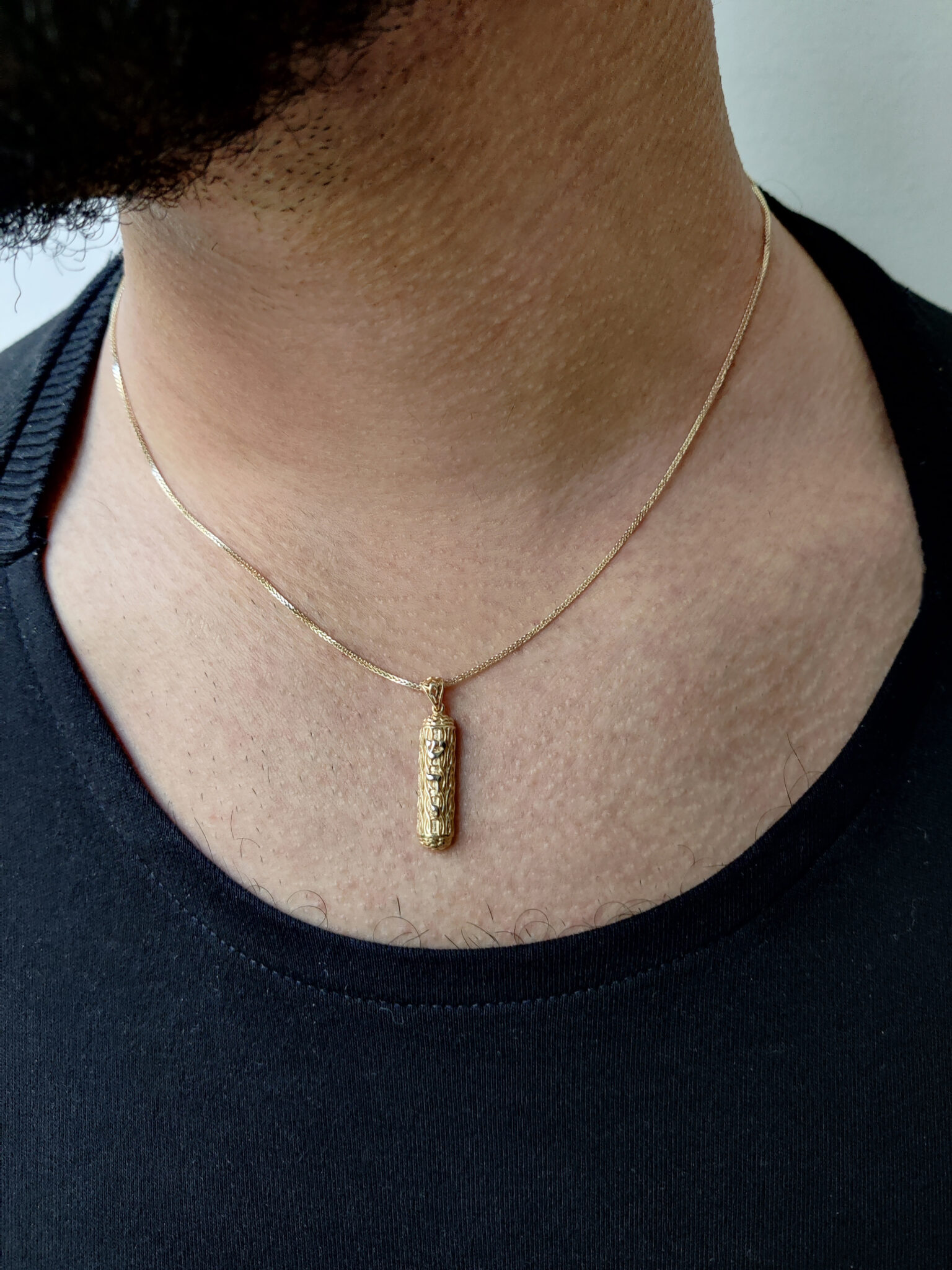 Magical Gold Mezuzah Scroll Pendant
