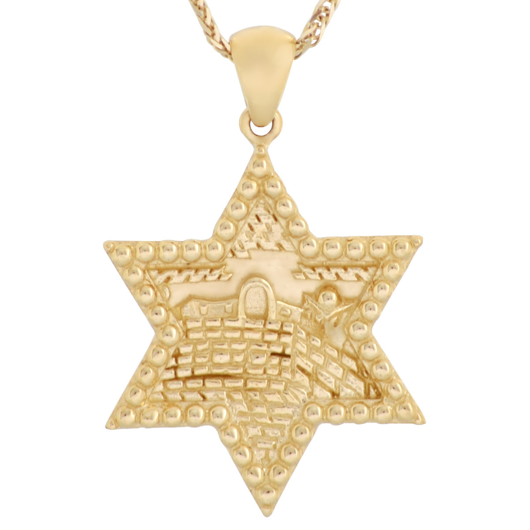 Amazing Jerusalem- Star of David Pendant- Gold