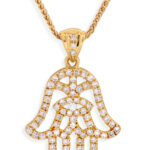 Hamsa Pendant- Diamond/Gold