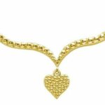 14K Yellow gold Heart V Shape Necklace