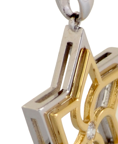 Big Swirly Contemporary White Gold Magen David Pendant