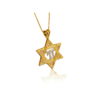 Extra Large 14K Gold Star of David with Chai Pendant