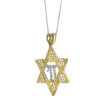 Chai and Star of David 14K Gold Unique Pendant