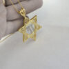 Extra Large 14K Gold Star of David with Chai Pendant