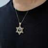 Extra Large 14K Gold Star of David with Chai Pendant