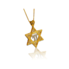 Extra Large 14K Gold Star of David with Chai Pendant