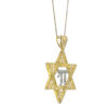 Chai and Star of David 14K Gold Unique Pendant