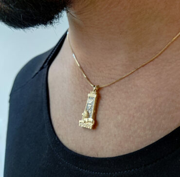 Gold 14K Necklace with Diamonds Shaddai Lions
