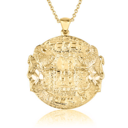 Special Ten Commandments and Lions Gold Pendant