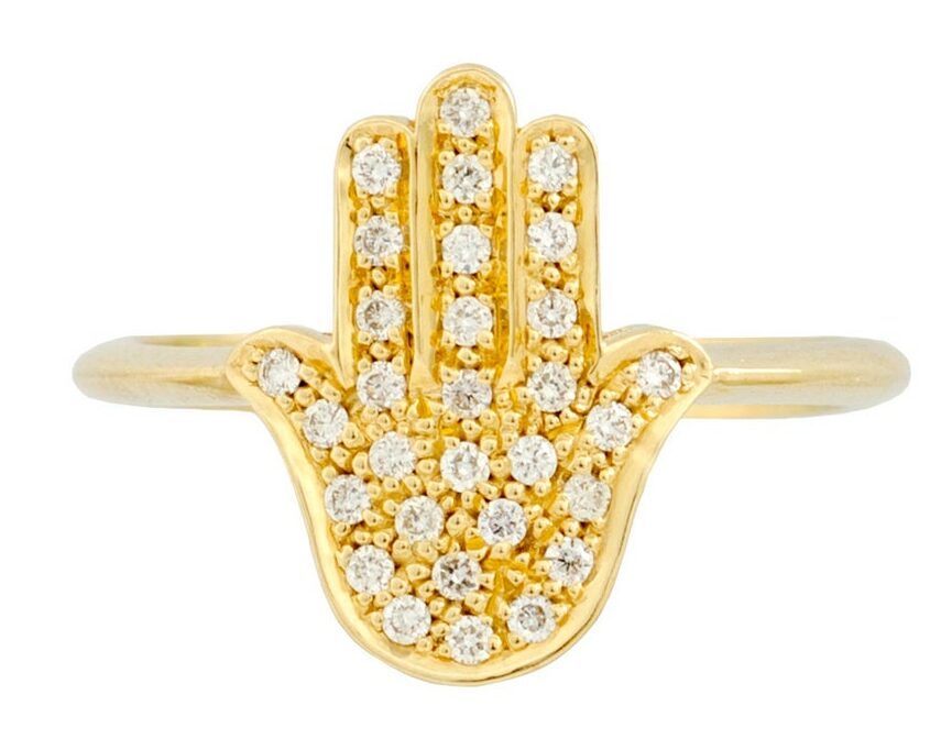 Hamsa Hand Ring 14k Yellow Gold