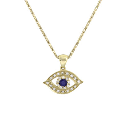 Evil eye necklace with diamonds