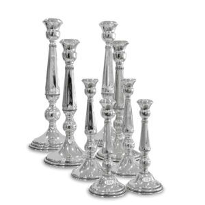 silver Shabbat candlesticks