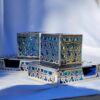 Sterling Silver Personalized Blue Enamel Color Tefillin Cases