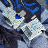 Sterling Silver Personalized Blue Enamel Color Tefillin Cases