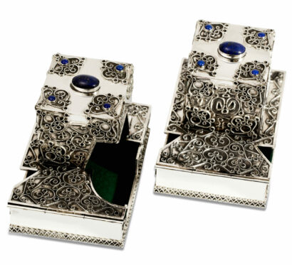Luxurious Filigree and Stones Sterling Silver Tefillin Covers