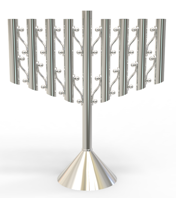 Special Modern Large Chabad Menorah from Sterling Silver