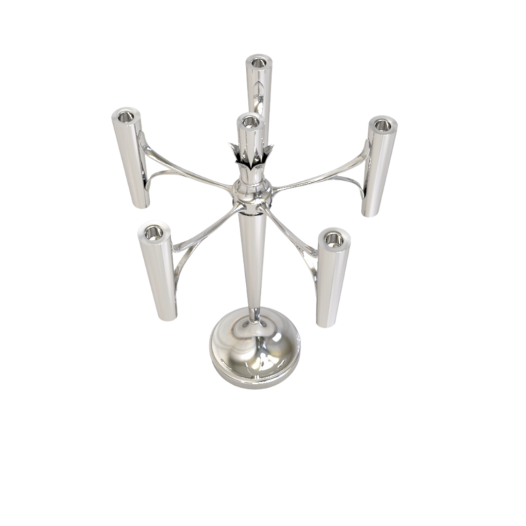 Contemporary Sterling Silver Candelabra with Clean Lines