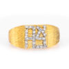 14K Yellow Gold Brushed Hebrew ‘Ahava’ Diamond Ring