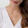 Contemporary Narrow and Oval Chai Necklace From 14K Gold