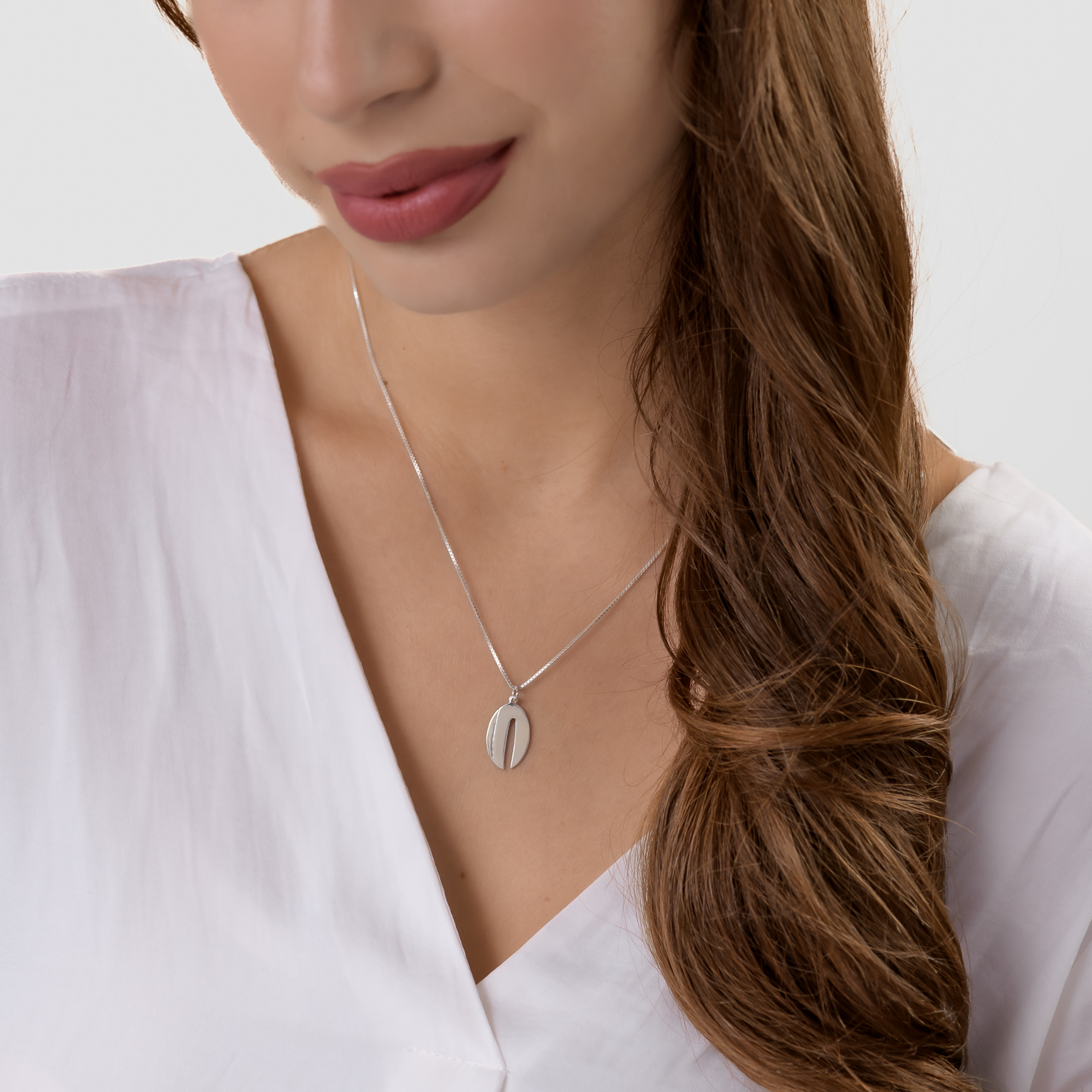Sterling Silver Modern Round Shape Chai Pendant