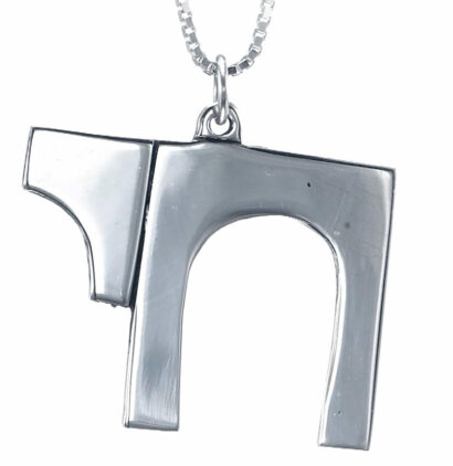 Modern Big Size Wide Chai Pendant from Solid Sterling Silver