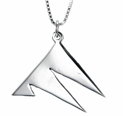 Unisex Contemporary Medium Size Triangles Silver Chai Pendant