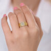 14K Yellow Gold Brushed Hebrew ‘Ahava’ Diamond Ring