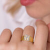 14K Yellow Gold Brushed Hebrew ‘Ahava’ Diamond Ring