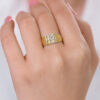 14K Yellow Gold Brushed Hebrew ‘Ahava’ Diamond Ring