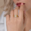 14K Yellow Gold Brushed Hebrew ‘Ahava’ Diamond Ring
