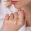 14K Yellow Gold Brushed Hebrew ‘Ahava’ Diamond Ring