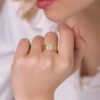 14K Yellow Gold Brushed Hebrew ‘Ahava’ Diamond Ring