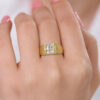 14K Yellow Gold Brushed Hebrew ‘Ahava’ Diamond Ring
