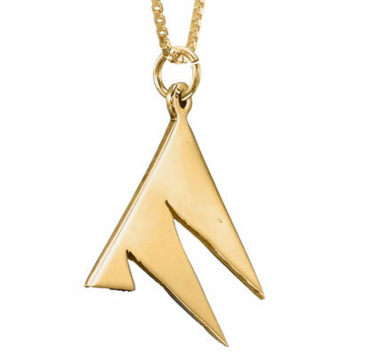 Modern Mid Size Triangles Design Chai Pendant from 14K Gold