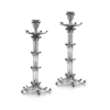 Tall Flower Shape Stones Candle Holders From Sterling Silver