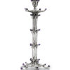Tall Flower Shape Stones Candle Holders From Sterling Silver